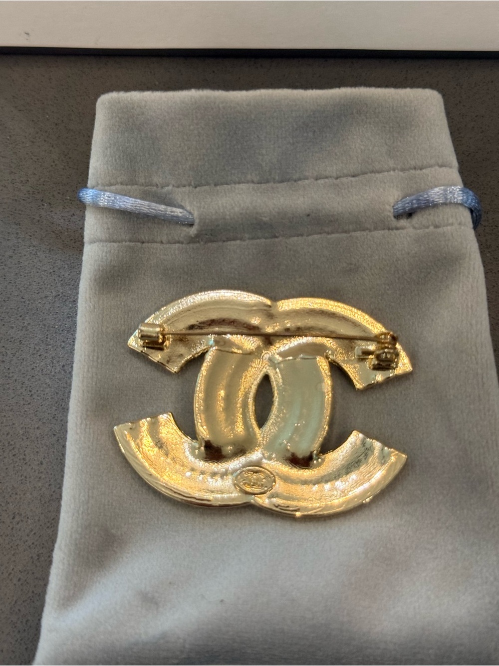 Gold & Black CC Crystal Brooch - Picture 3 of 4